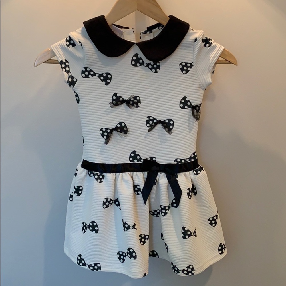 Black and cream bow dress